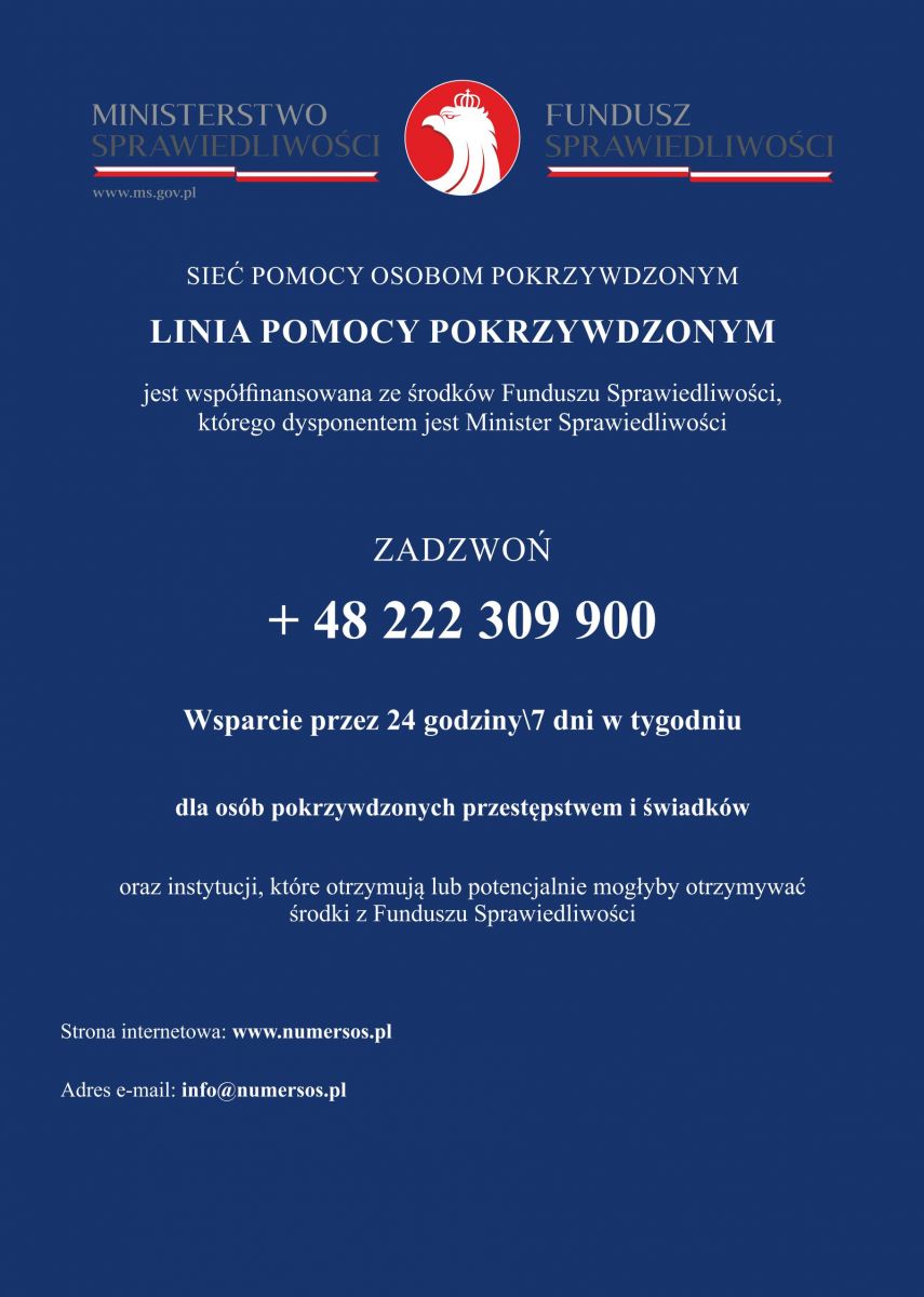 plakat linia pomocy pokrzywdzonym