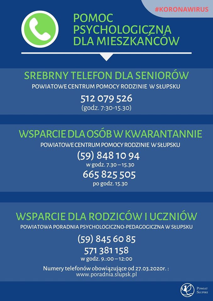 Plakat dotyczący udzielanej pomocy psychologicznej 
