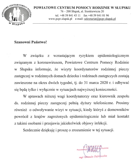 Komunikat o wizytach koordynatorów  pieczy zastępczej