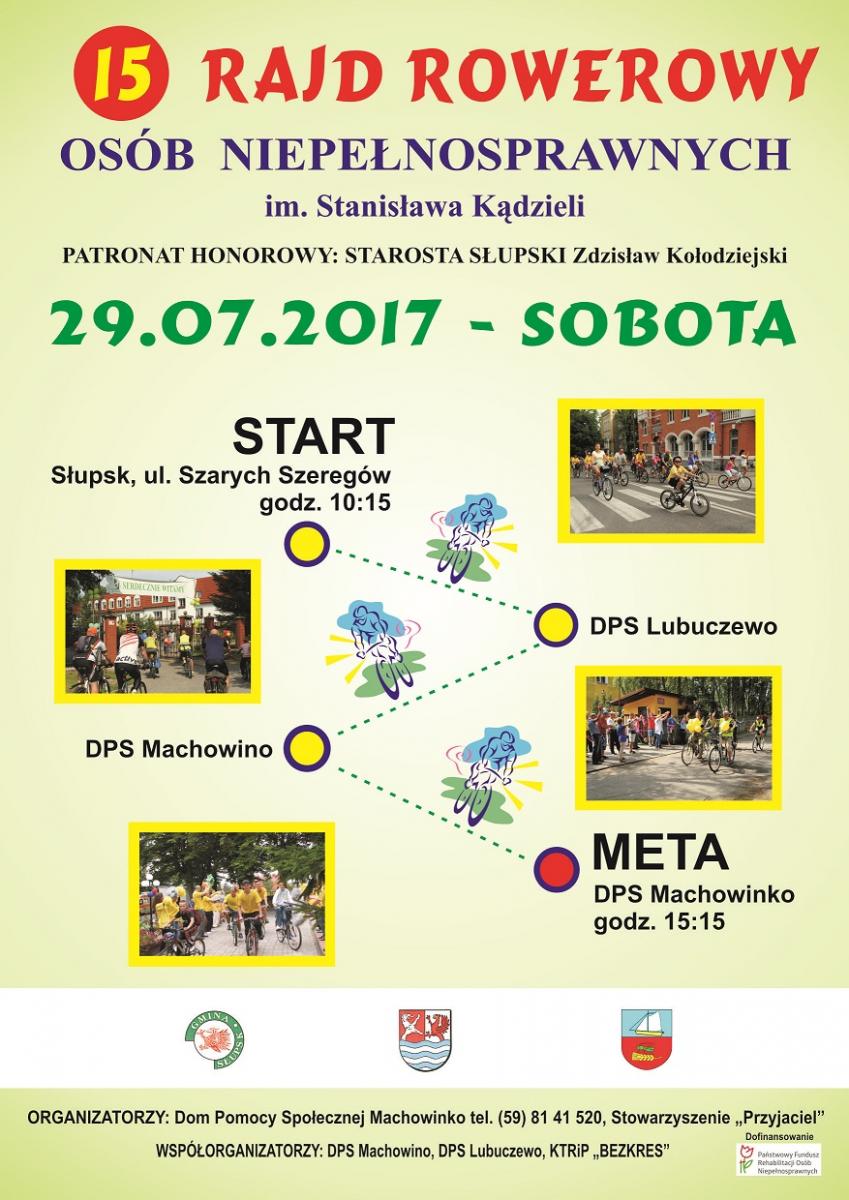 Plakat 15 Rajdu Rowerowego Os&oacute;b Niepełnosprawnych im. Stanisława Kądzieli