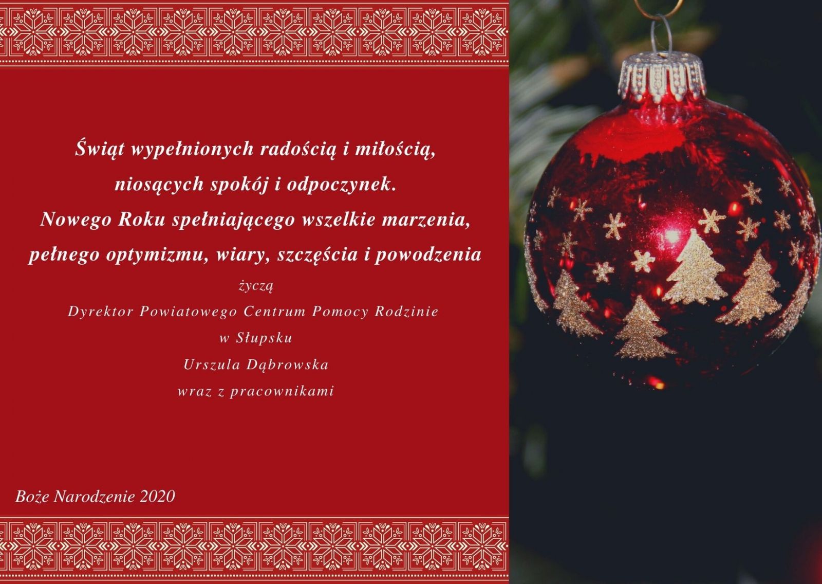 Kartka z życzeniami świątecznymi 