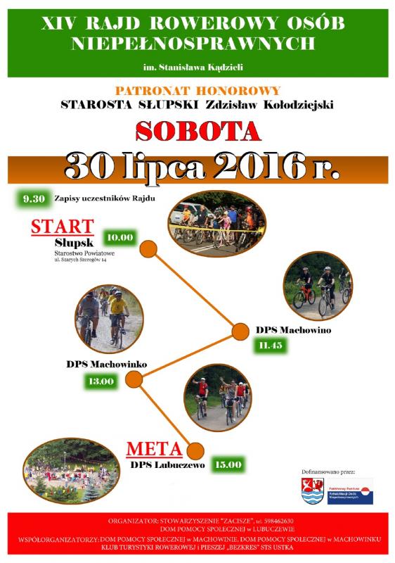 Plakat XIV Rajd rowerowy os&oacute;b niepełnosprawnych 
