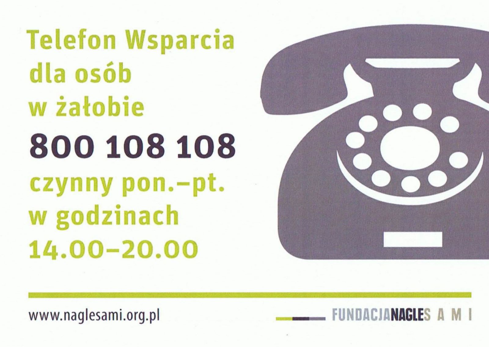 Plakat Telefonu Wsparcia dla os&oacute;b w żałobie 
